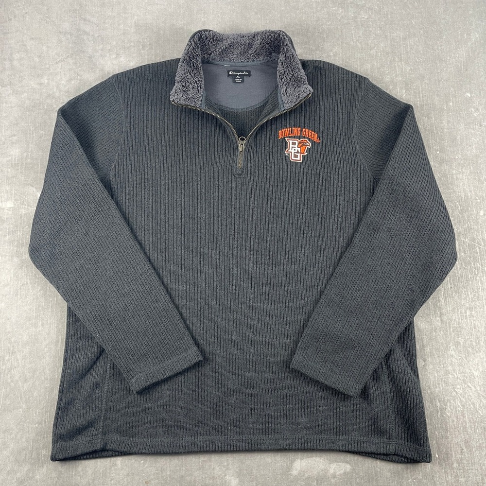 Bowling Green Falcons Champion Men XL Gray 1/4 Zip Pullover Sherpa Sweater